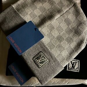 Louis Vuitton Grey/Blacl Knit Beanie with LV Patch
